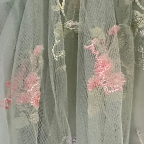 Green Floral Tulle Homecoming Dress - Picture 5 of 9